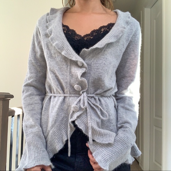 angora rabbit hair & wool cardigan - Picture 3 of 8